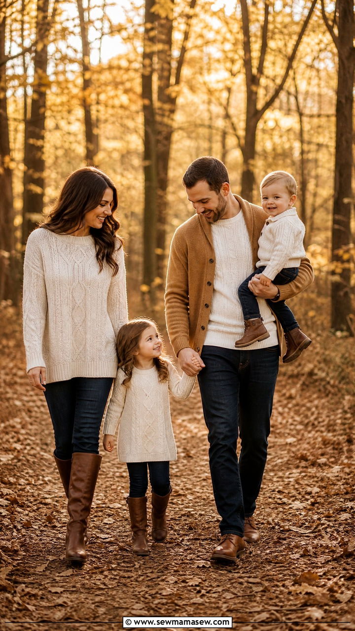Cozy Neutrals In The Woods For Fall Family Photos - 30 family photo outfits ideas