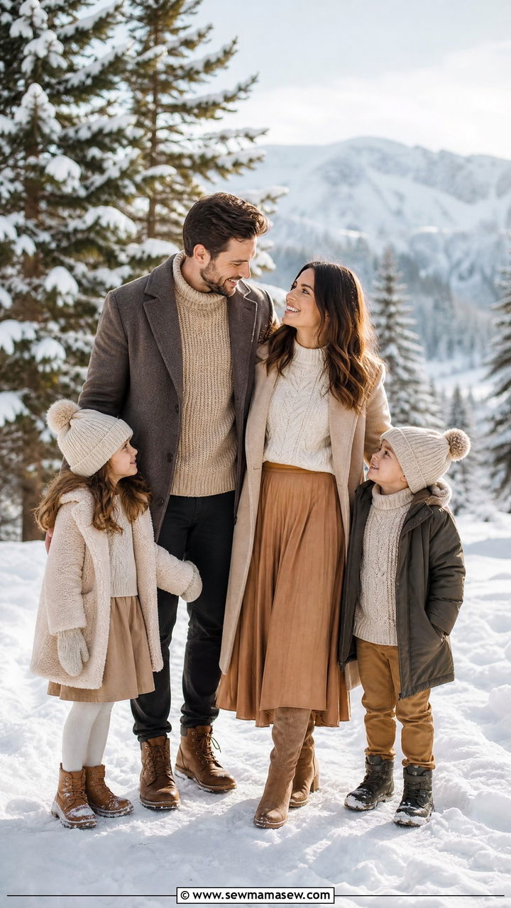 Cozy Winter Layers Family Photo Outfits - 30 Elegant family photo outfit ideas
