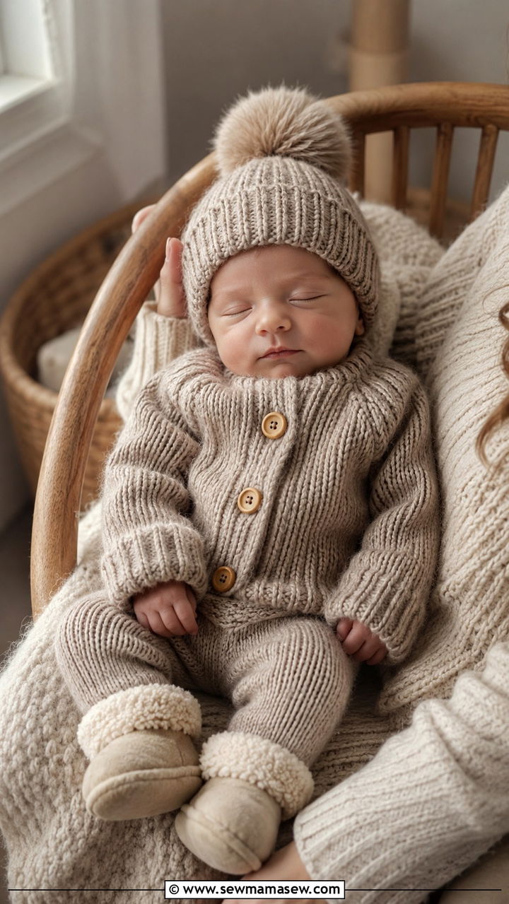 Cozy knit sweater newborn outfit - 25 Newborn photoshoot outfit ideas