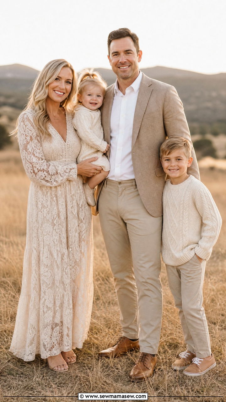 Cream And Beige Family Photo Outfits - 30 Elegant family photo outfit ideas