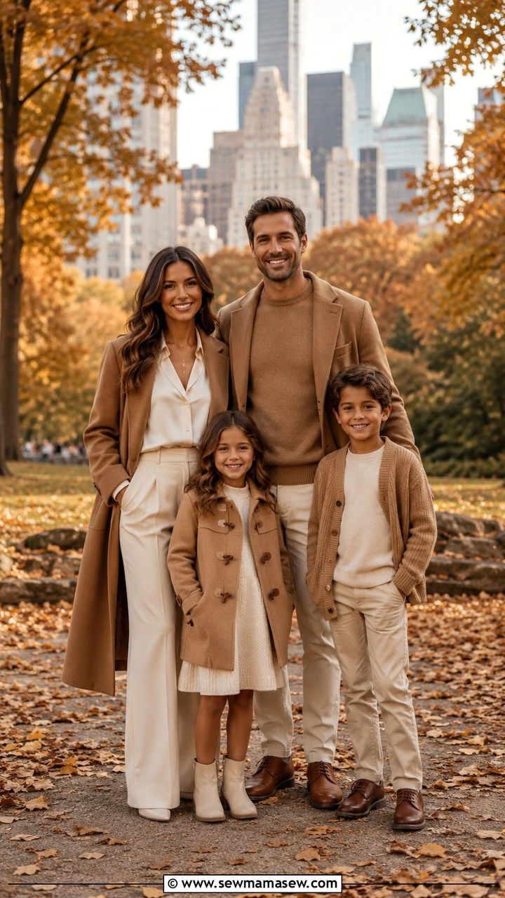 Cream And Camel Layered Family Photo Outfits - 30 classy family photo outfits