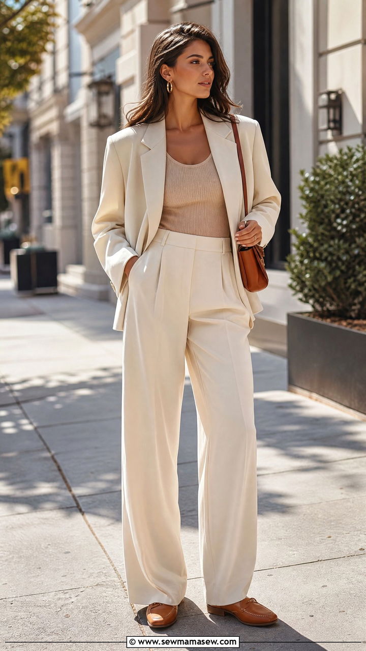 Cream Baggy Suit With Tan Leather Loafers Outfit - 25 classy glamoratti outfits