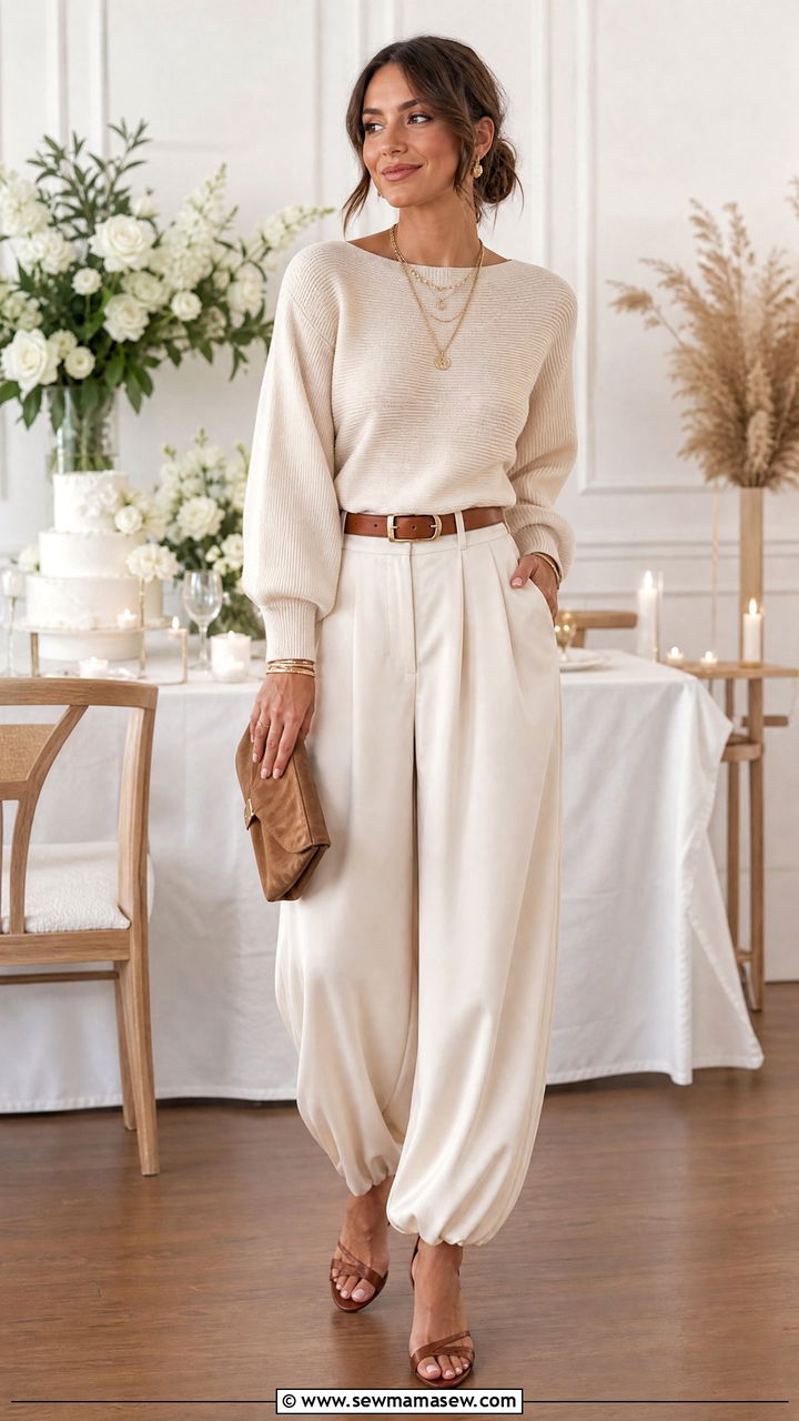 Cream Balloon Pants Outfit - 25 classy balloon pants outfits