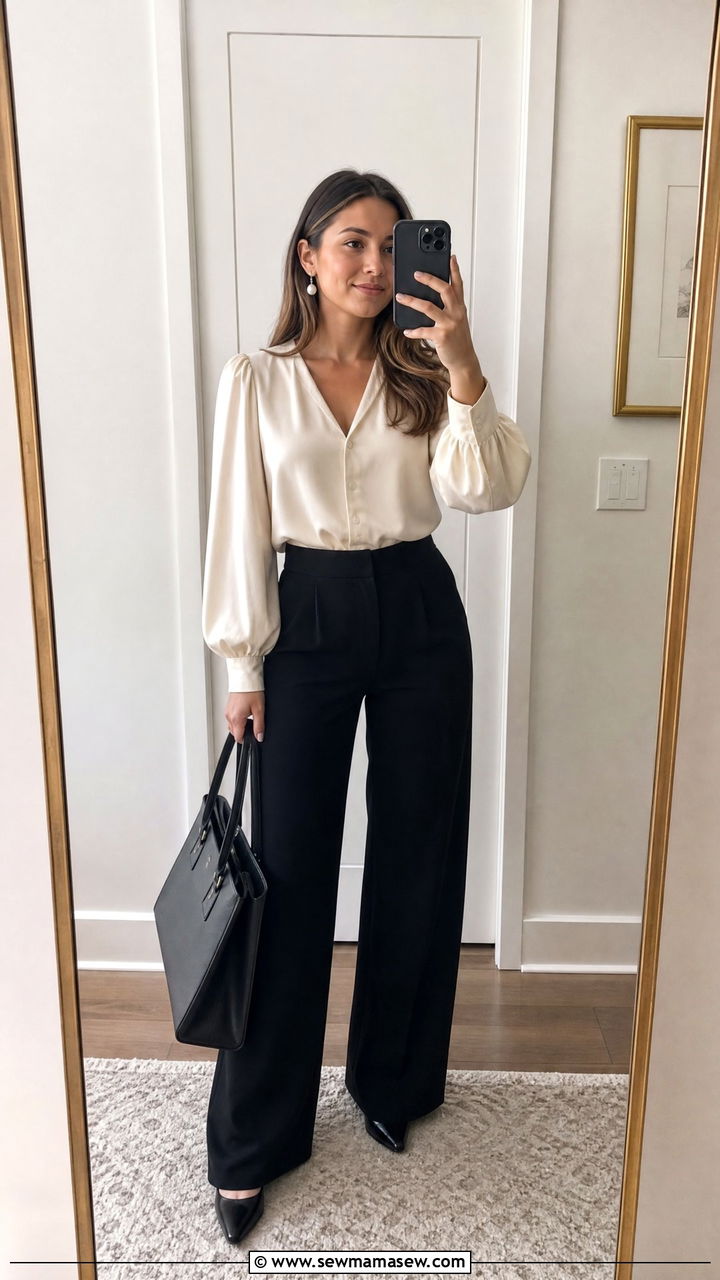 Cream Blouse And Black Wide Leg Pants Law School Graduation Look - 25 Law school graduation outfits