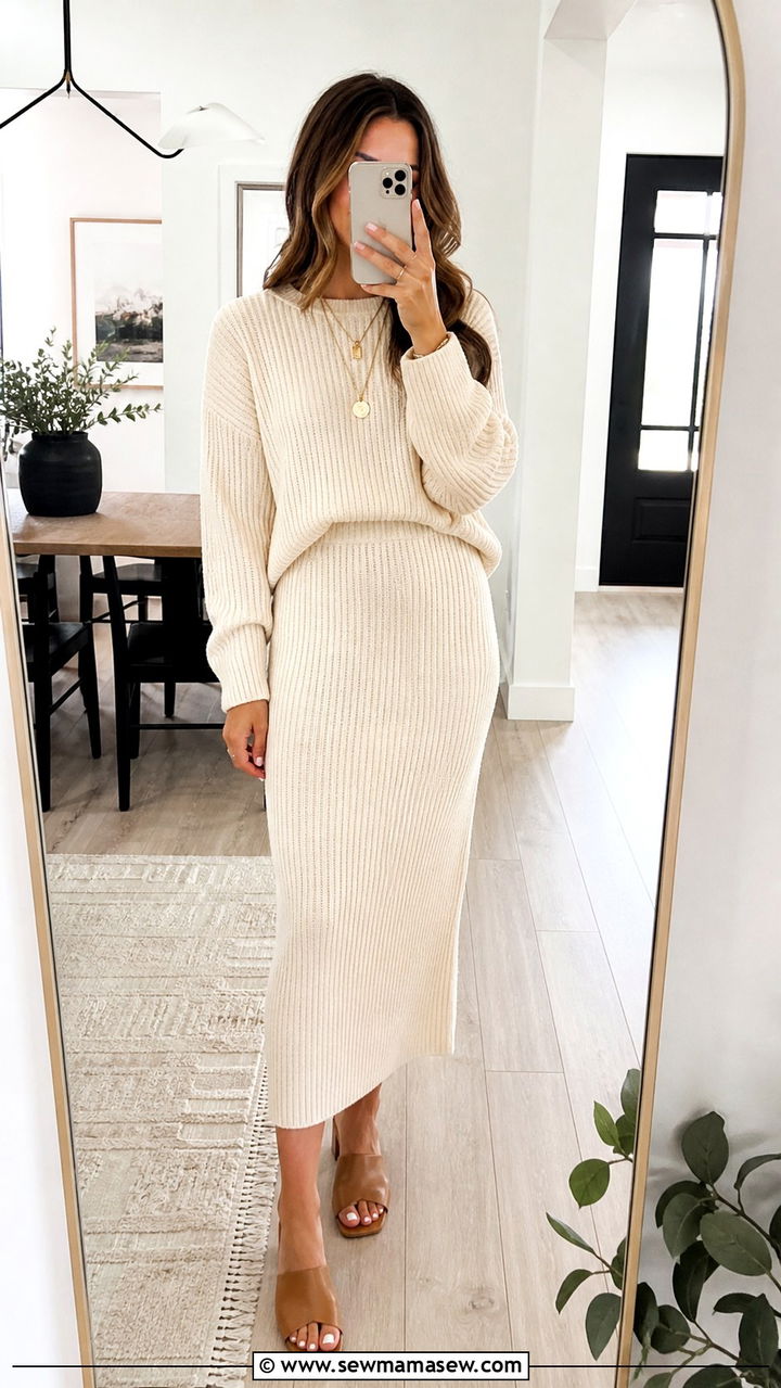 Cream Knit Matching Set - 40 Mother's Day outfit ideas