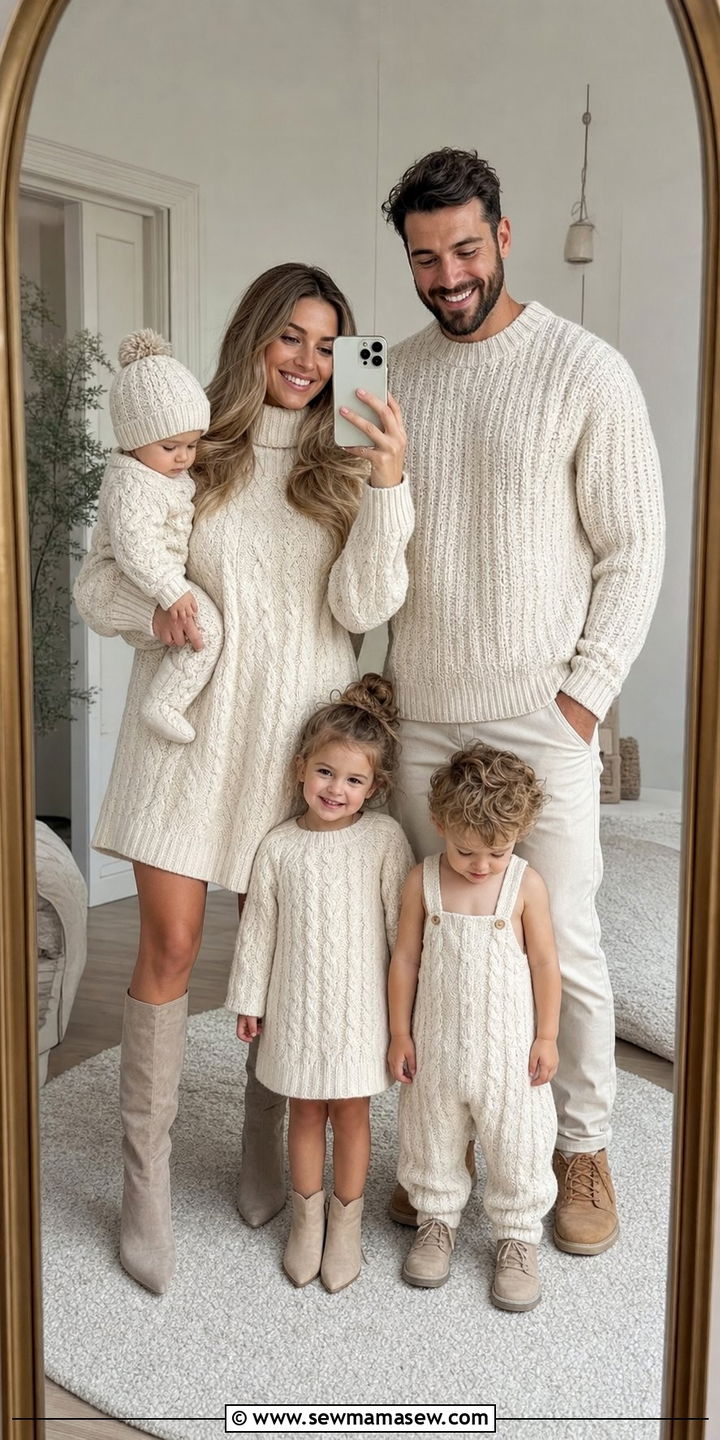 Cream Knit Sweater Family Photo Outfit - 25 family photo outfits aesthetic
