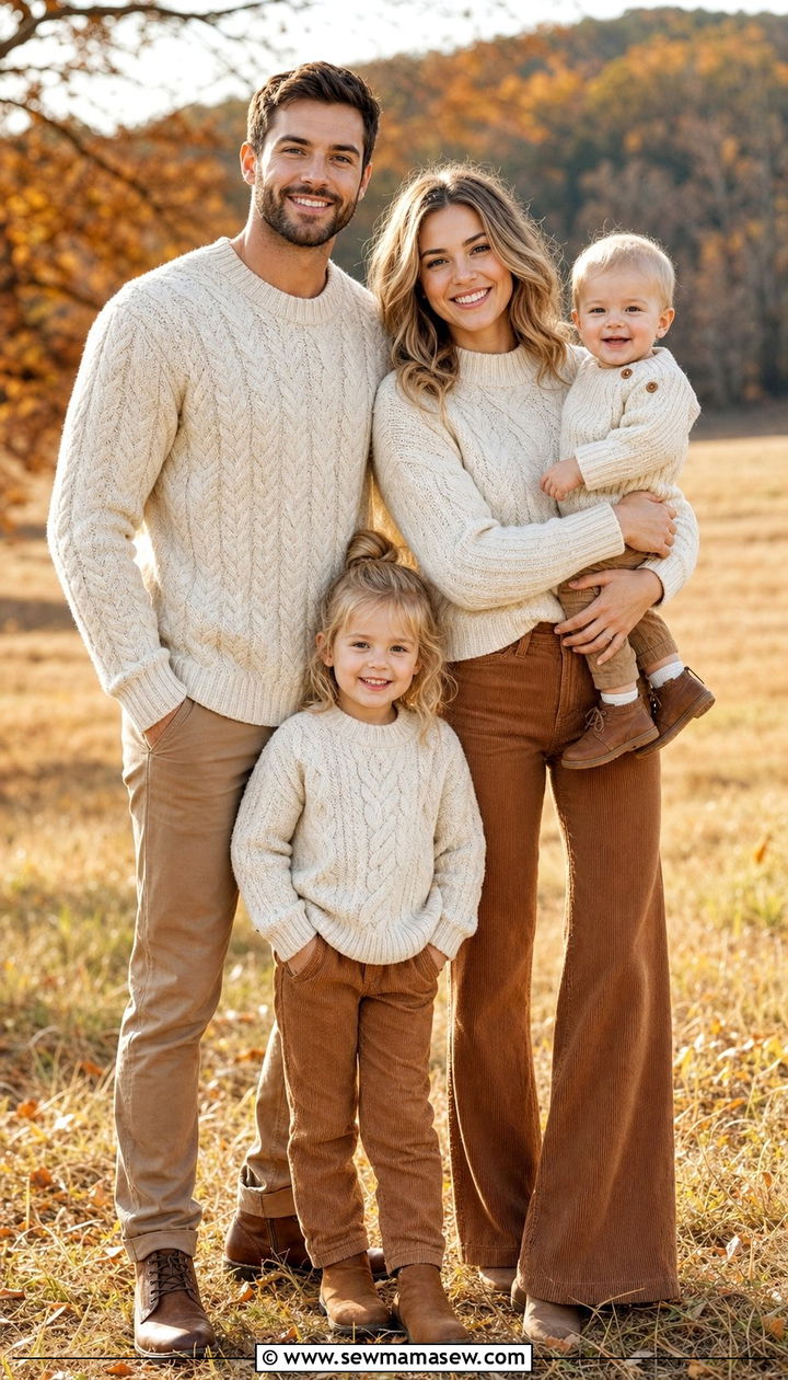 Cream Knit Sweaters And Tan Pants Family Photo Outfit - 25 Family photo outfit ideas matching