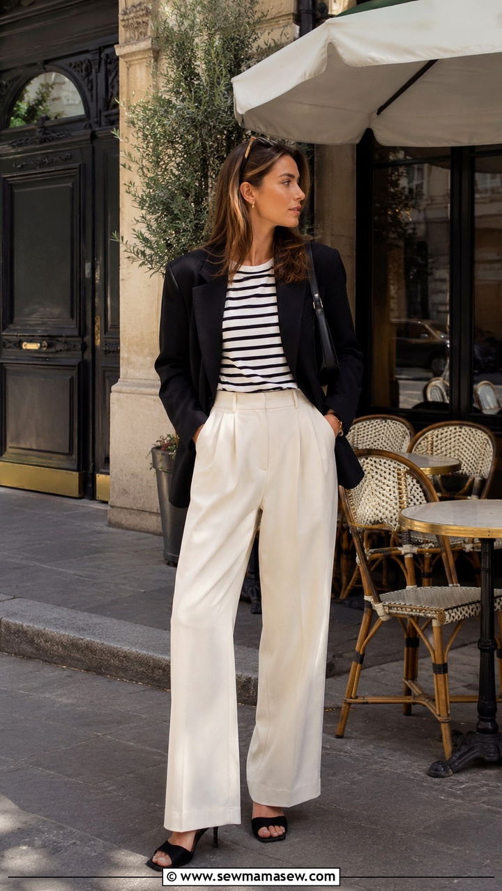 Cream Trouser Neutral Outfit - 30 trouser outfit ideas for women