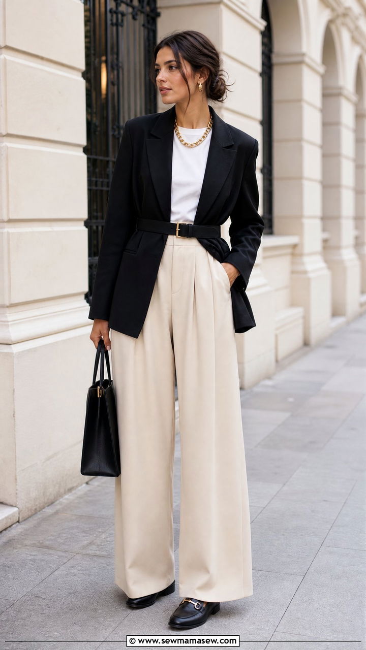 Cream Wide Leg Glamoratti Trousers Outfit - 30 glamoratti outfits inspo