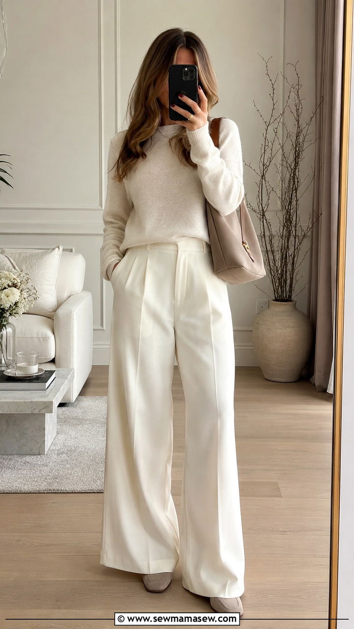 Cream Wide Leg Pants Outfit - 25 wide leg pants outfits aesthetic