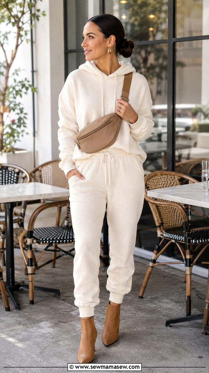 Cream hoodie and joggers outfit - 30 Hoodie and joggers outfit ideas
