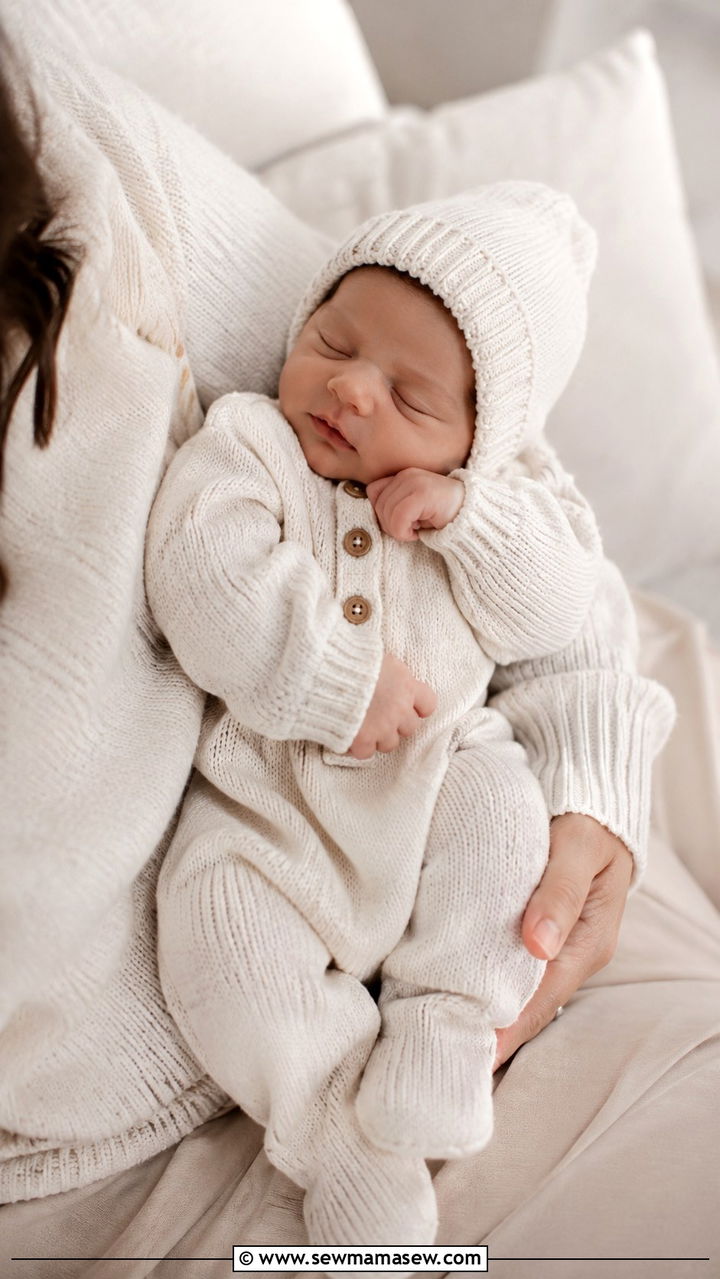 Cream knit romper and hat set newborn - 20 Newborn lifestyle photo outfit ideas