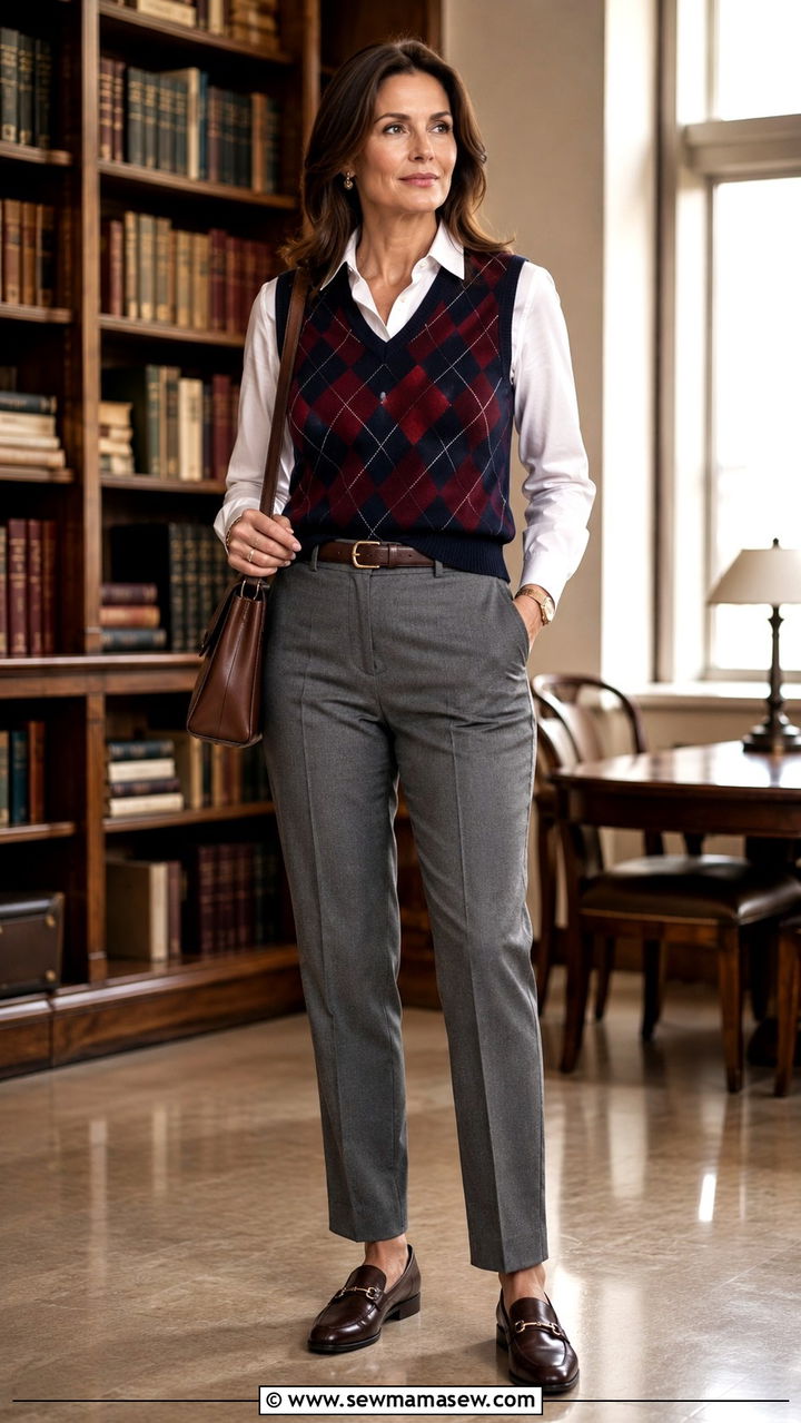 Cream sweater vest with dark denim - 30 sweater vest outfits for women over 40