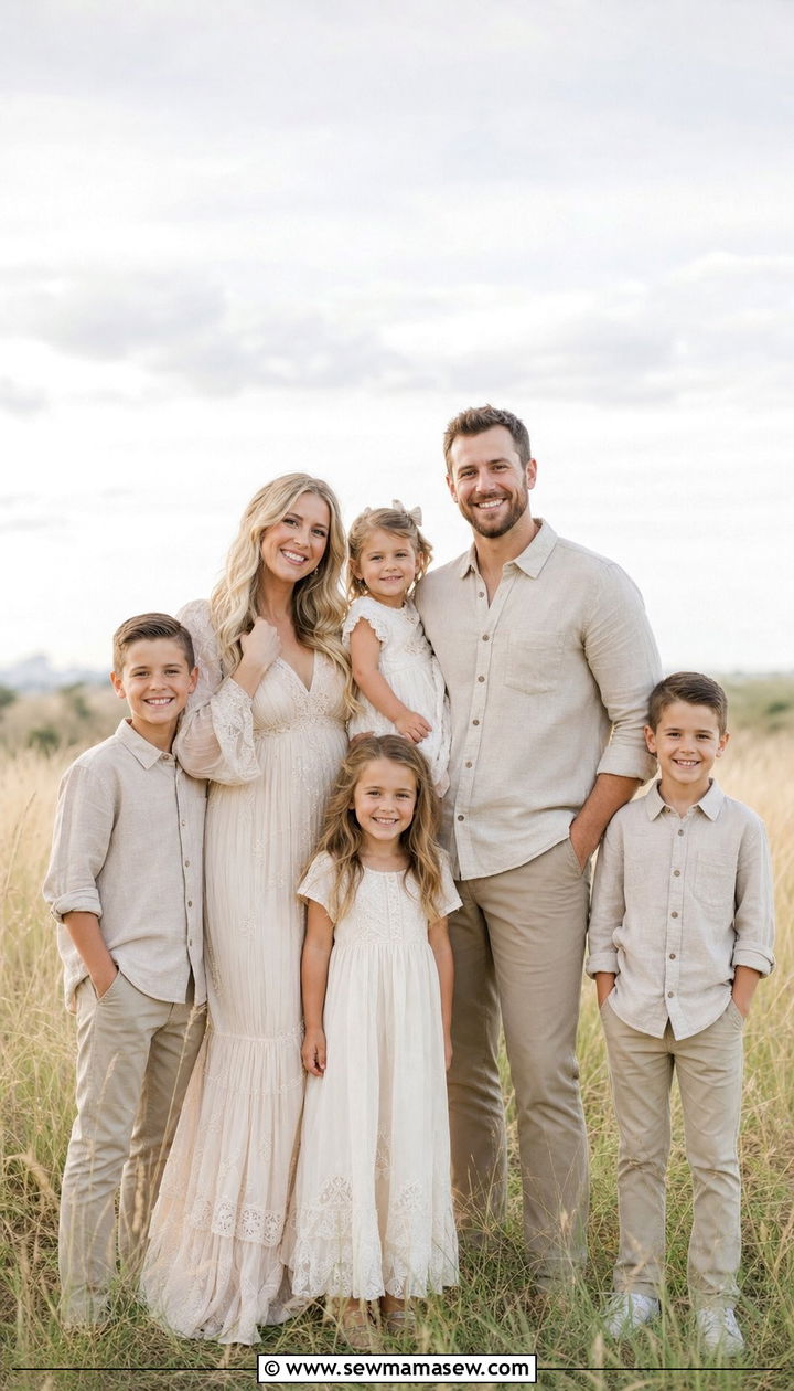 Creamy Neutral Dresses Family Photo Outfits for a Soft Meadow Mood - 25 Family photo outfit ideas summer 2026
