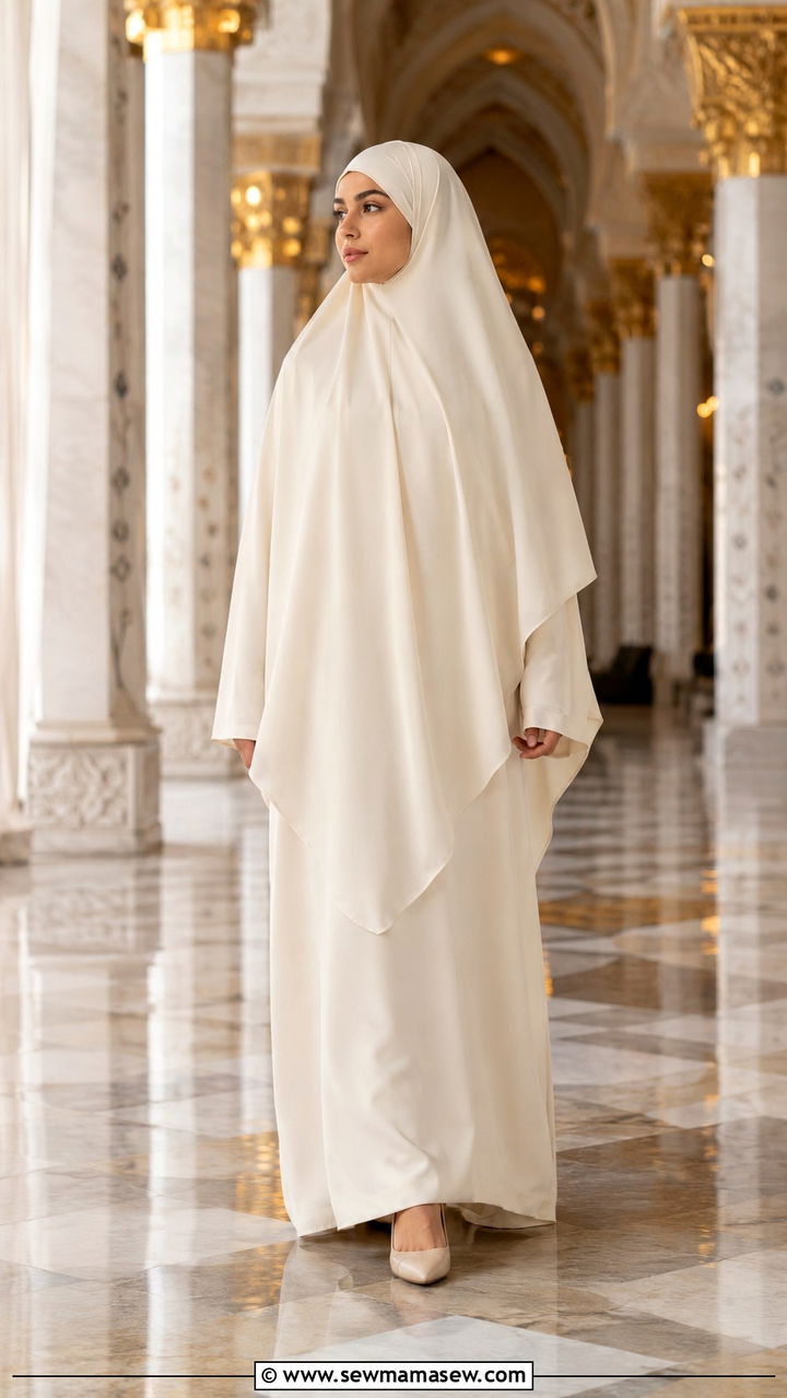 Crepe Abaya with Khimar for Umrah - 30 Modest outfit ideas for Umrah