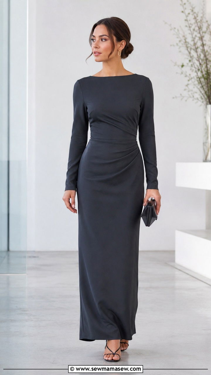 Crepe Floor Length Dress Outfit - 25 Wedding guest outfit ideas Muslim wedding