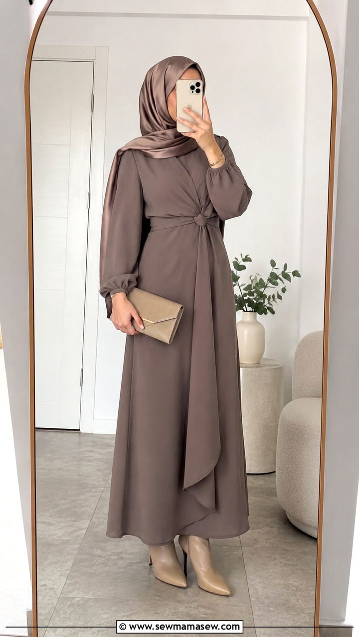 Crepe Maxi Dress With Hijab - 30 Modest wedding guest outfit ideas with hijab