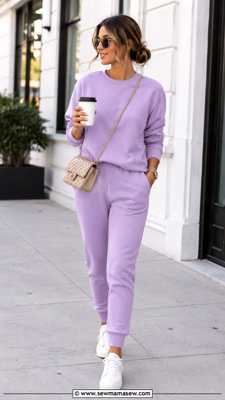 Crewneck Sweatshirt and Jogger Set - 30 Top and pants matching set outfit ideas