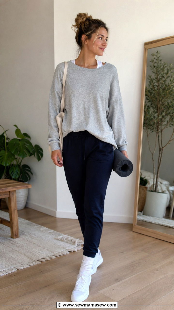 Crewneck Sweatshirt and Joggers - 25 Modest pilates outfit ideas