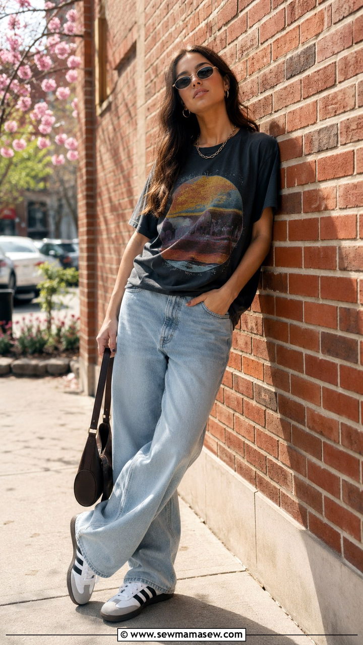 Crewneck Sweatshirt with Biker Shorts - 30 spring streetwear outfit ideas