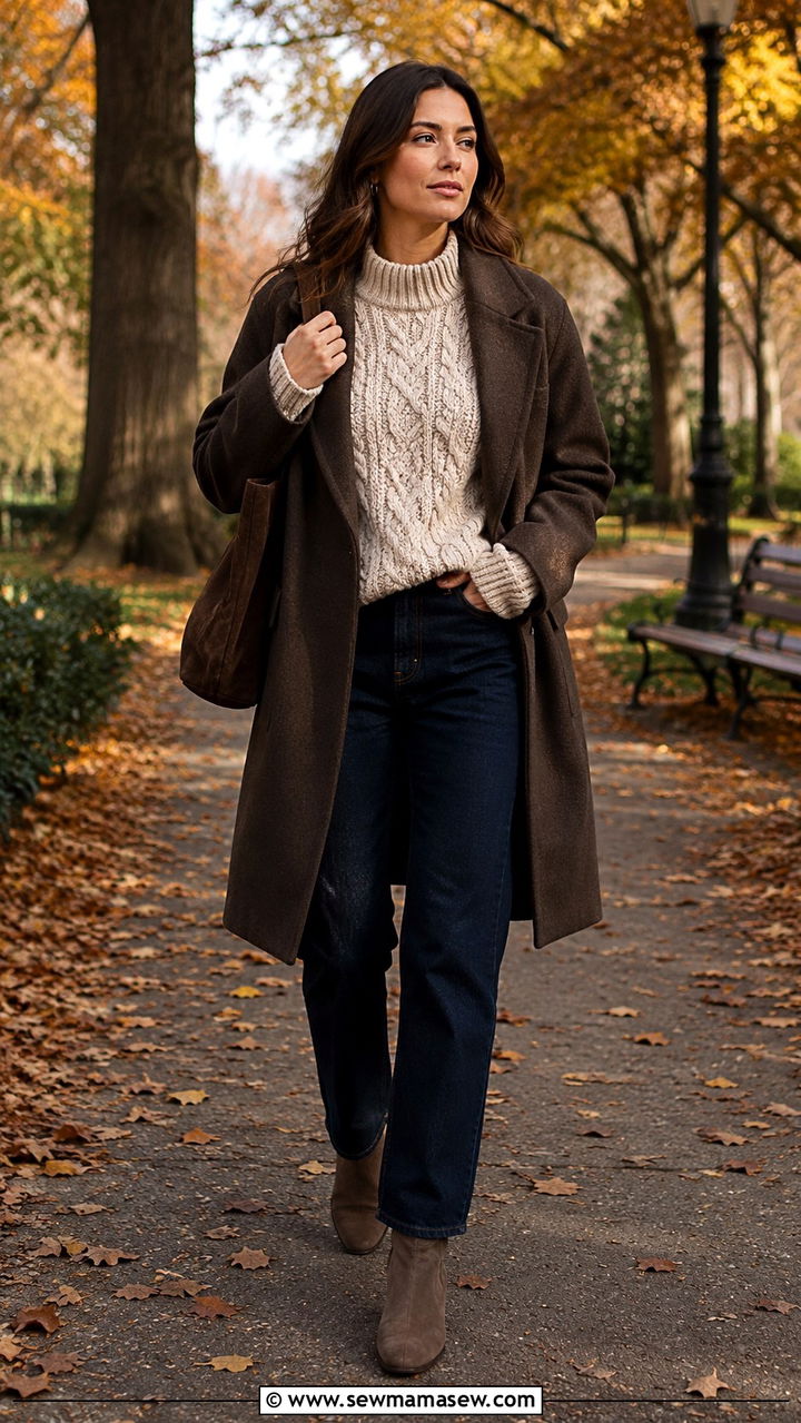 Crewneck sweater and straight leg jeans outfit - 30 Straight leg jeans outfit ideas with a sweater
