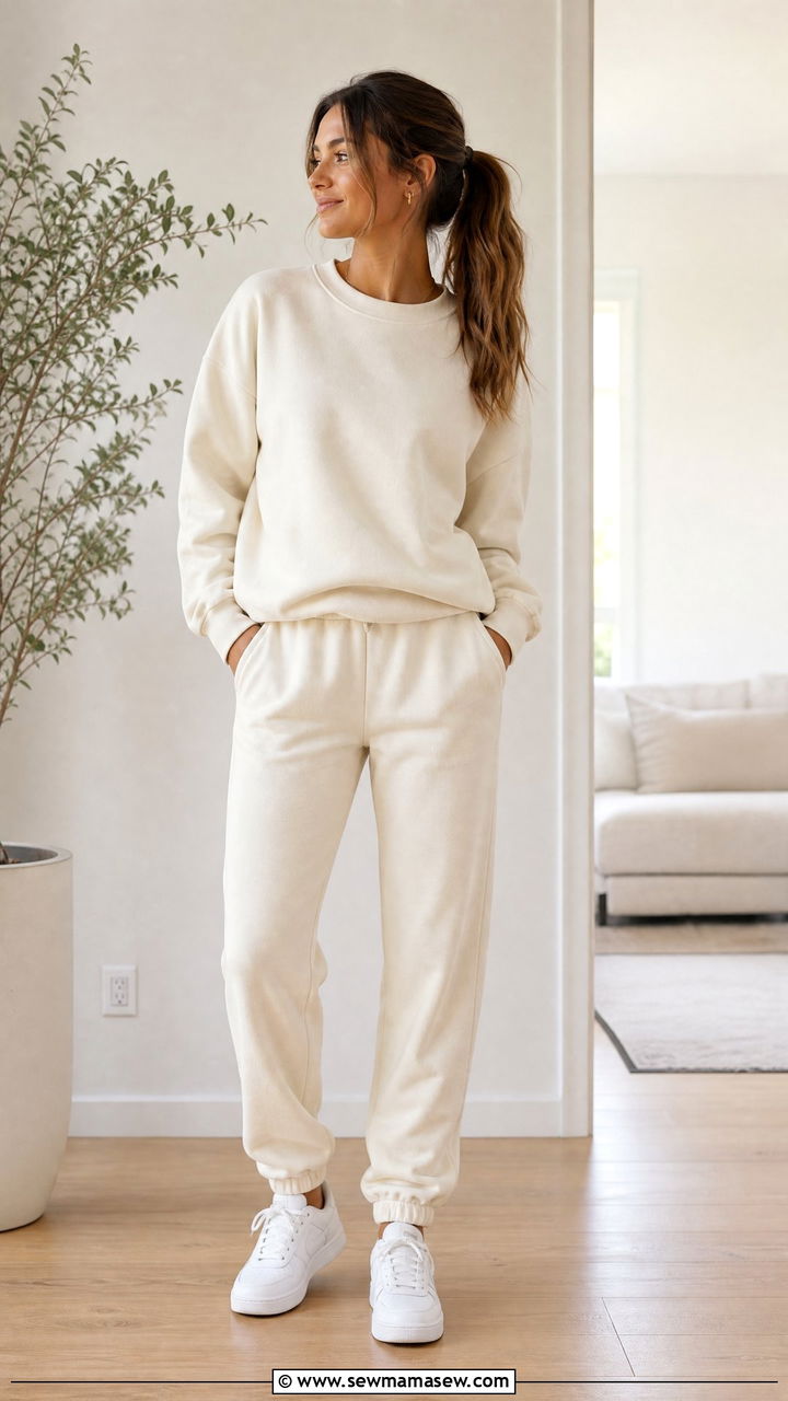 Crewneck sweatshirt and joggers outfit - 35 Loungewear outfit ideas for work from home