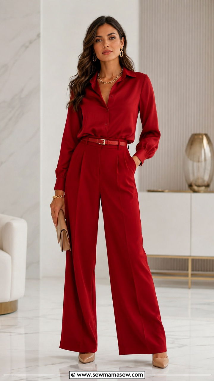 Crimson Red Monochrome Ensemble - 25 2026 fashion trends women classy