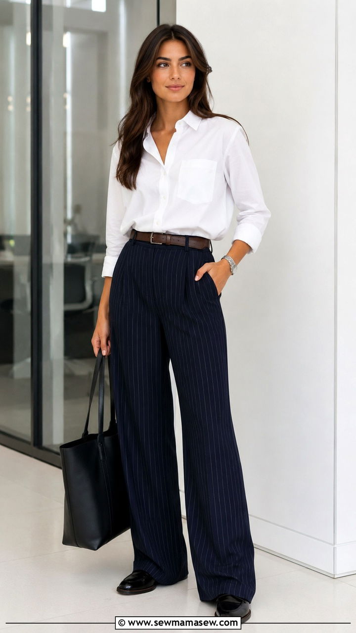 Crisp White Button Up and Pinstripe Trousers - 25 2026 outfits classy