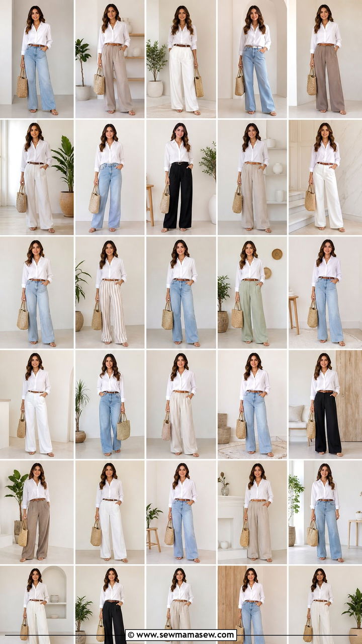 Crisp White Shirt With Wide Leg Denim - 30 modest classy outfits 2026
