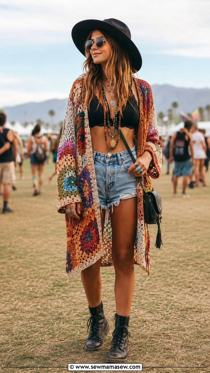 Crochet Cardigan Festival Outfit - 30 how to style cardigan