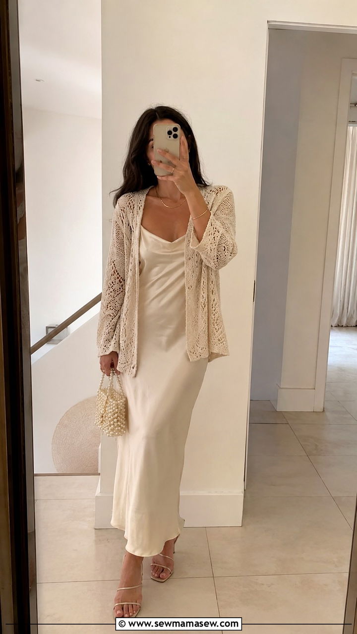 Crochet Cardigan Over Slip Dress Boho Chic - 25 boho chic outfits inspo