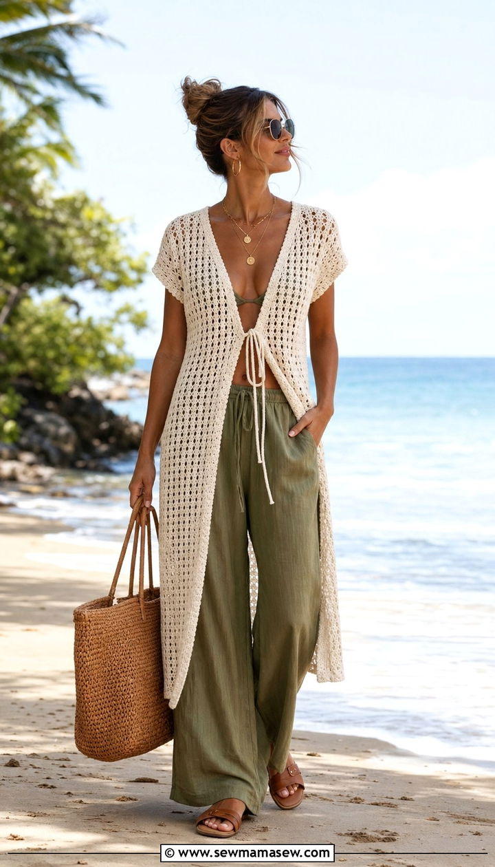 Crochet Cover Up and Bikini Boho Outfit - 25 Summer boho outfits 2026