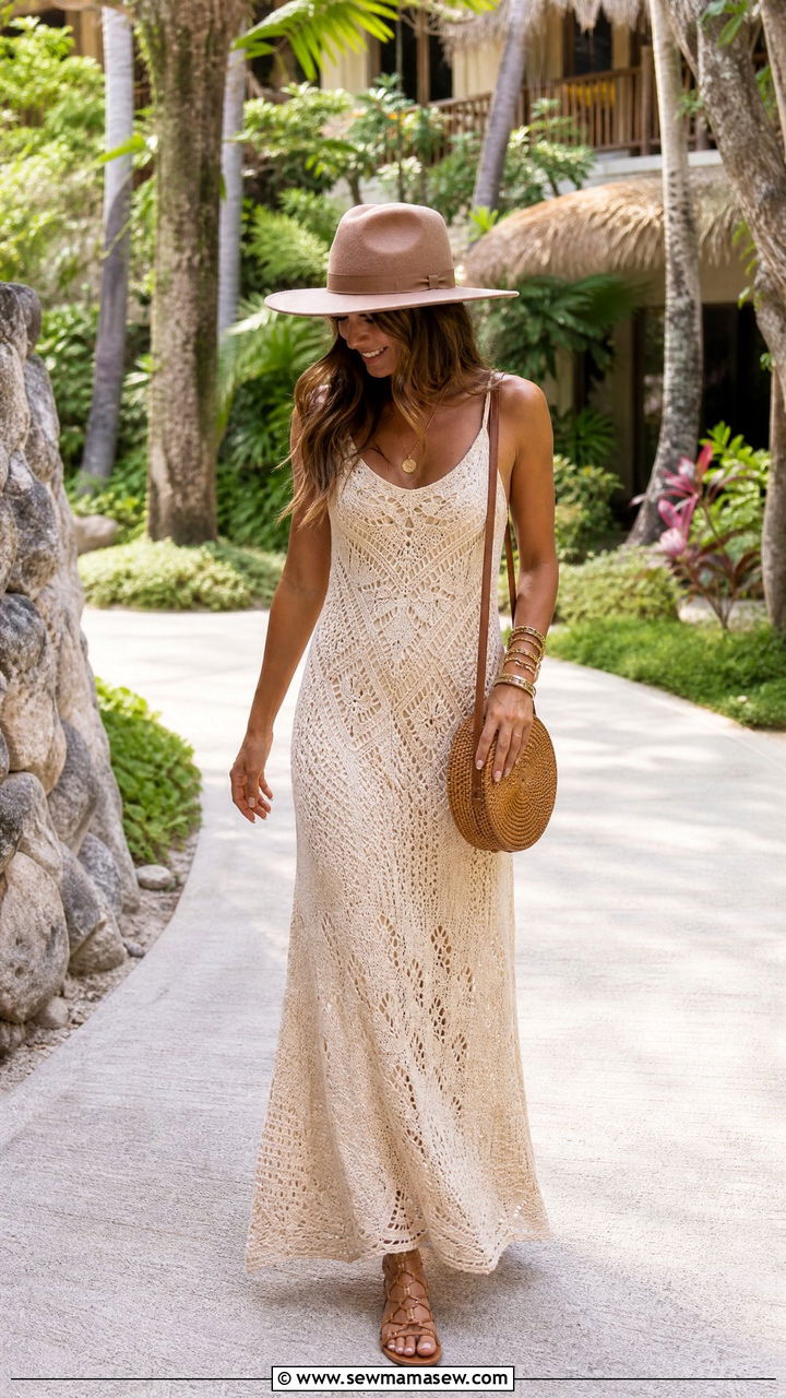 Crochet Dress Resort Look - 30 cute vacation outfits