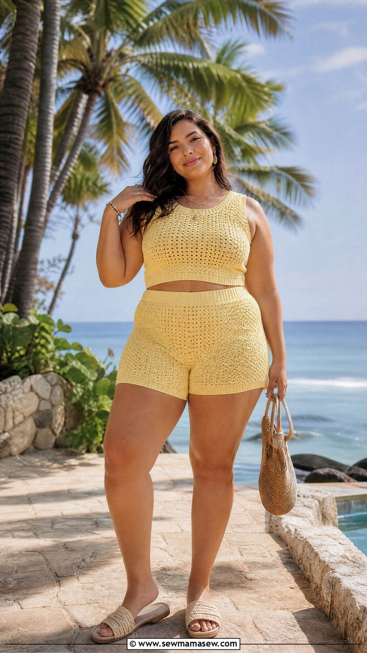 Crochet Knit Two Piece Set Plus Size - 25 Matching set outfit ideas plus size
