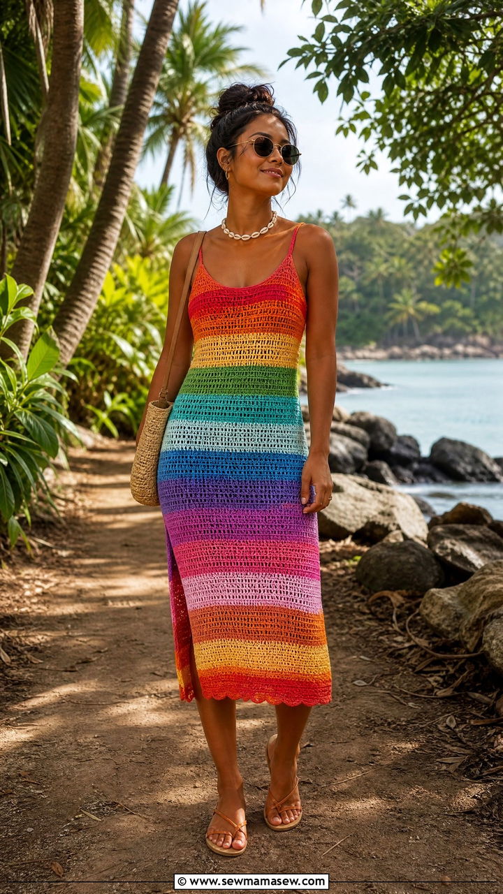 Crochet Midi Dress and Straw Bag Hawaii Outfit - 40 What to wear in Hawaii