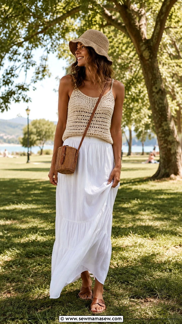 Crochet Tank with Maxi Skirt - 30 Late June outfit ideas
