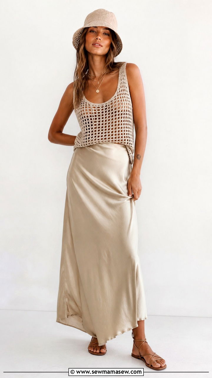 Crochet Top With Maxi Skirt Outfit - 40 hot weather outfits
