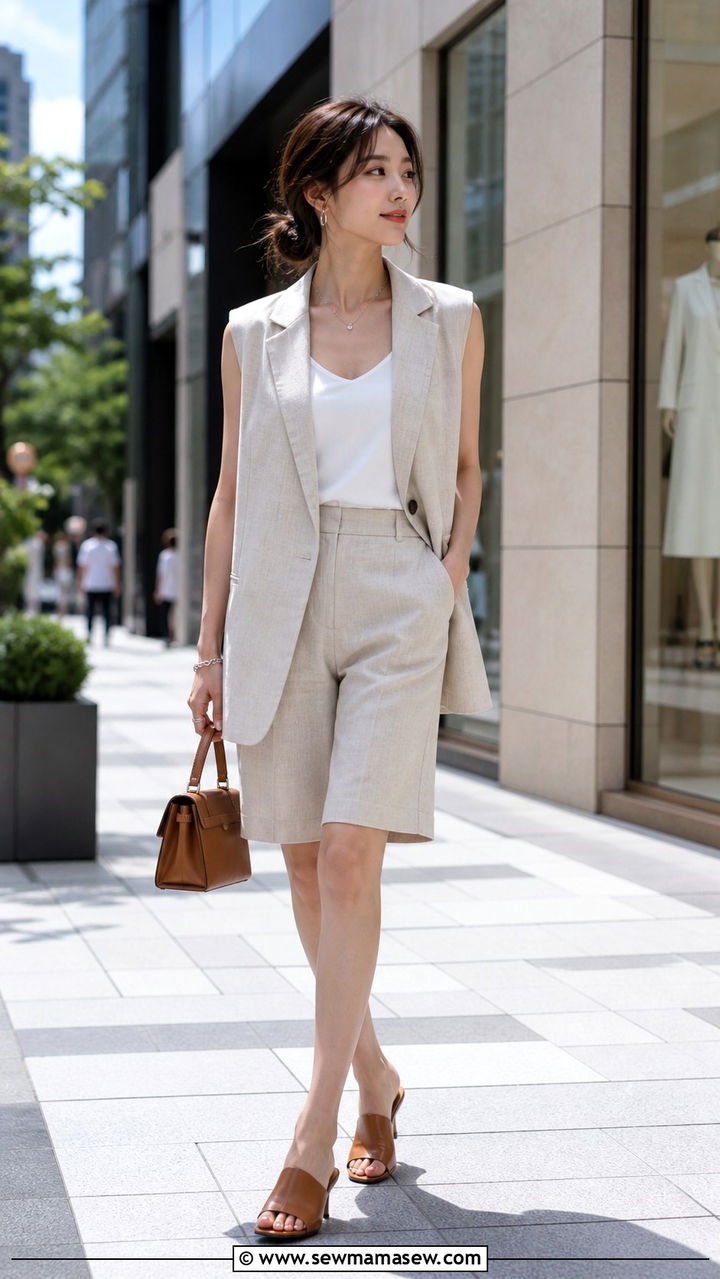 Crochet Top and High Waisted Shorts Outfit - 40 Summer Japan outfit ideas