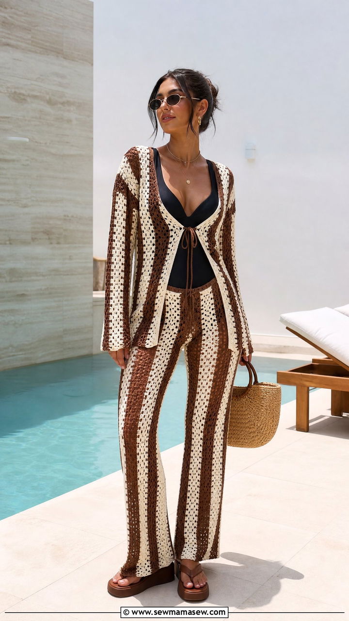 Crochet cover up and swimsuit outfit - 25 Cancun outfit ideas