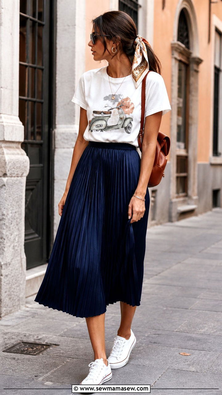 Crochet crop top with high waisted midi skirt Italy - 40 Italy summer outfit ideas