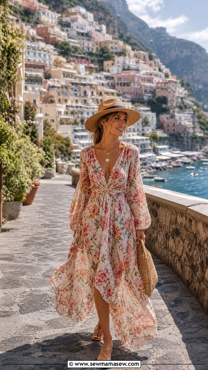 Crochet crop top with high waisted midi skirt - 40 Summer Italy outfit ideas