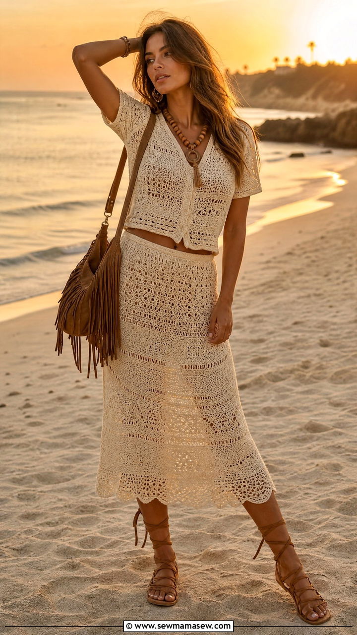 Crochet knit coord set - 30 Coord set outfit ideas for photoshoot