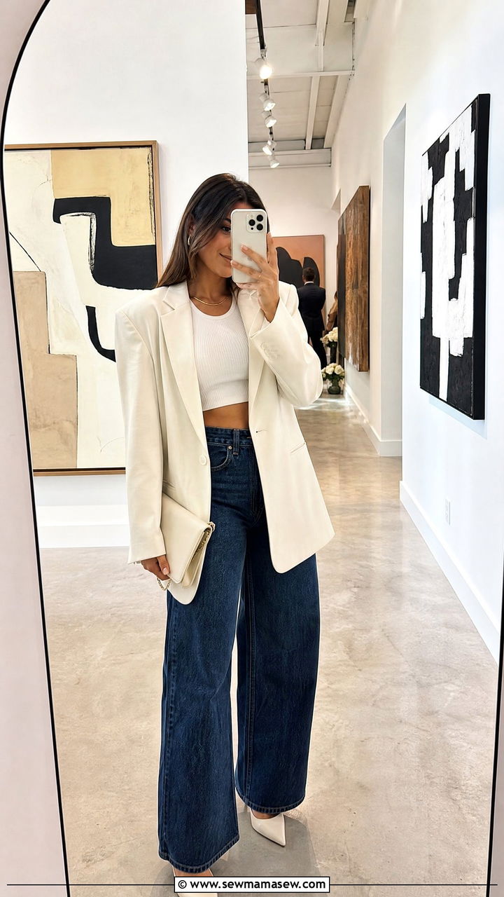 Crop Top And Blazer Wedding Wide Leg Jeans - 25 How to style wide leg jeans for a wedding