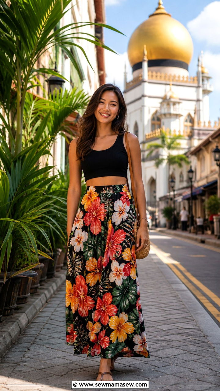 Crop Top Maxi Skirt Flat Sandals - 40 Singapore outfit ideas