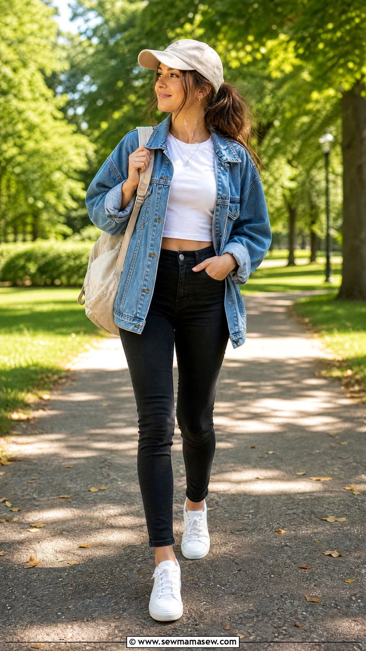 Crop Top With A Denim Jacket Outfit - 25 how to style crop top