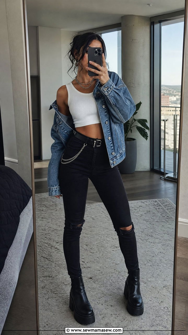 Crop Top With Denim Jacket - 30 How to style a crop top