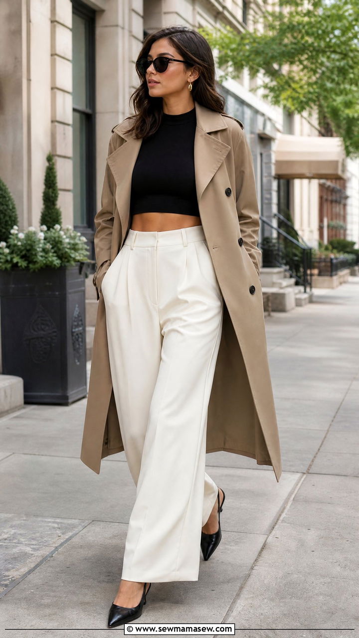 Crop Top With Trench Coat - 30 How to style a crop top