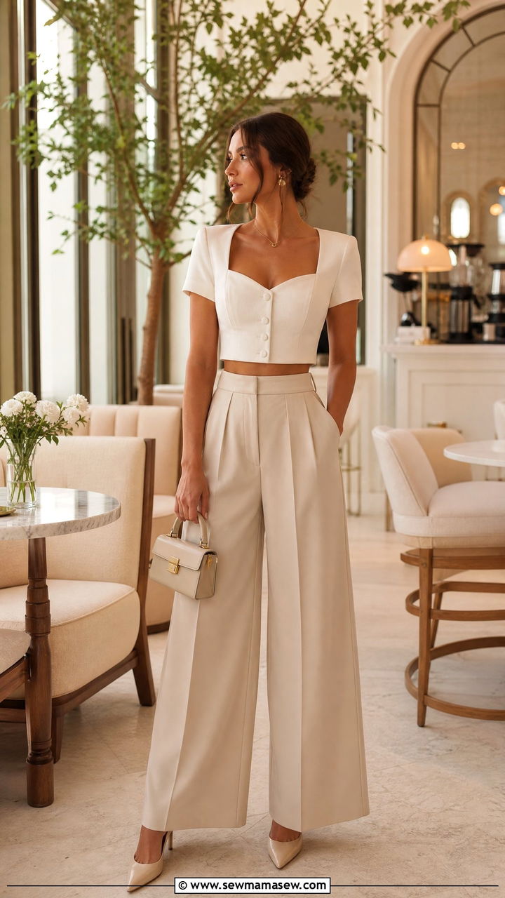 Crop Top With Wide Leg Trousers Outfit - 25 how to style crop top