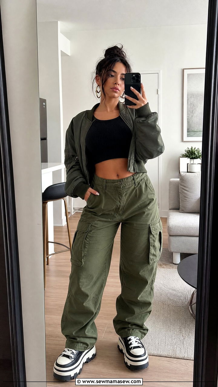 Crop Top and Cargo Pants Outfit - 30 casual streetwear outfits