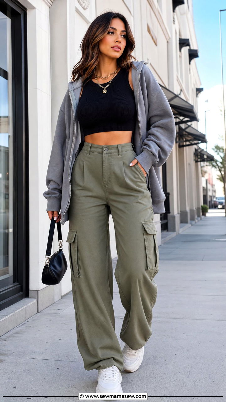 Crop Top and Cargo Pants Outfit - 30 classy athleisure outfit ideas